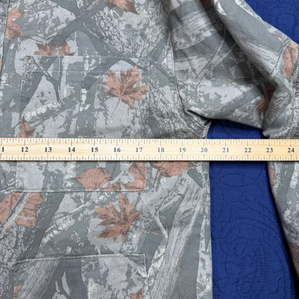 Abercrombie Kids Camo Leaf Print Fleece Lined Workwear Jacket Tan Corduroy 13/14